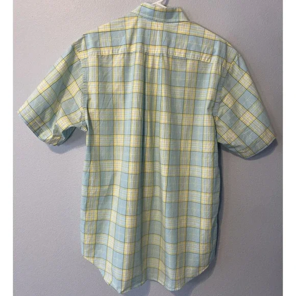 Vineyard Vines Men's Murray Shirt short sleeve Yellow Teal Summer Plaid Size M - Picture 4 of 13